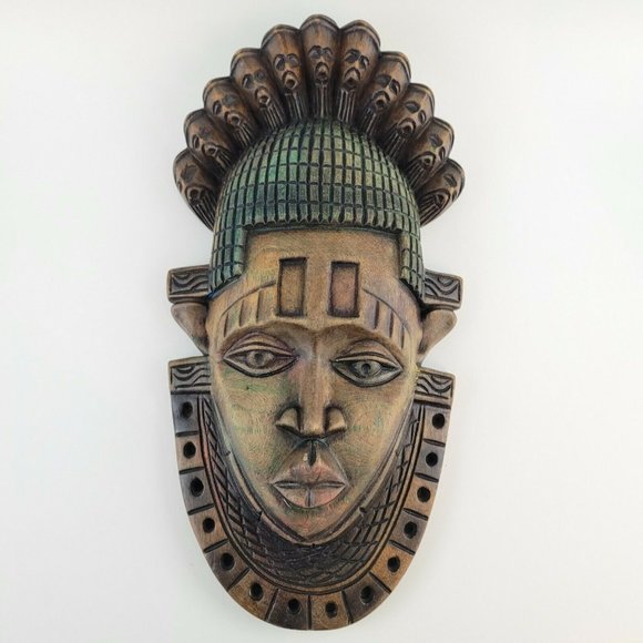 Unbranded Other - African Tribal Painted Wooden Mask Wall Hanging